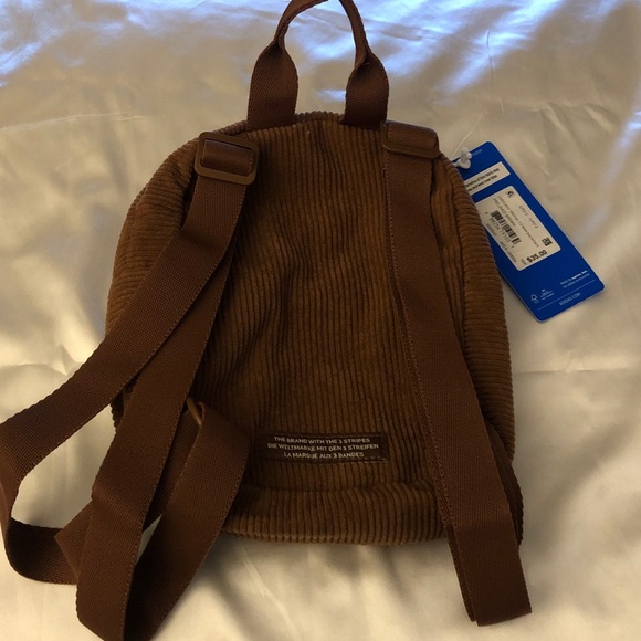 Adidas Corduroy Trefoil 2.0 Mini Backpack Color Preloved Brown NWT - Picture 11 of 16